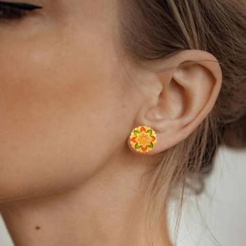 Brass micron gold meenakari stud earrings women 5