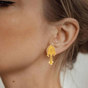 Brass micron handmade traditional stud earrings 5