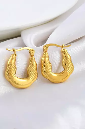 Brass micron gold hoop earrings for women