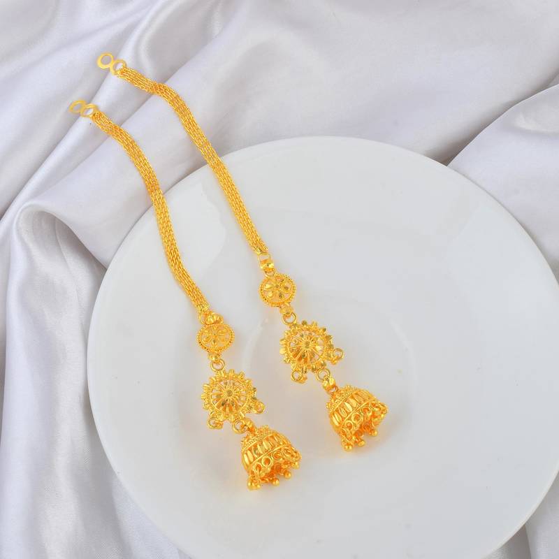 Brass micron gold long kanchain jhumki traditional
