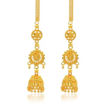 Brass micron gold long kanchain jhumki traditional 2