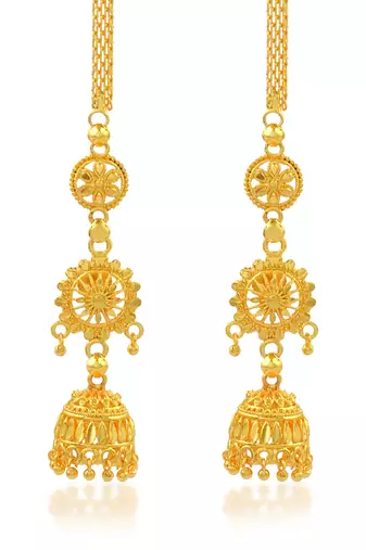 Brass micron gold long kanchain jhumki traditional