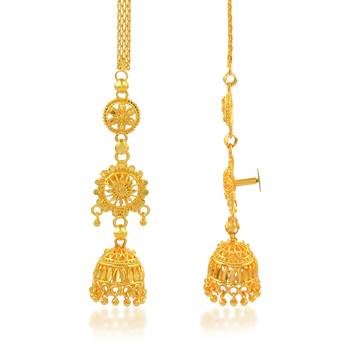 Brass micron gold long kanchain jhumki traditional 3