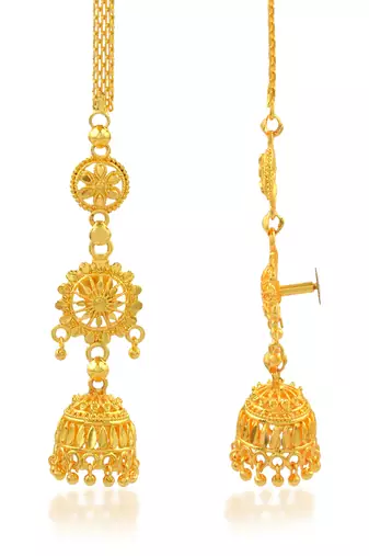 Brass micron gold long kanchain jhumki traditional