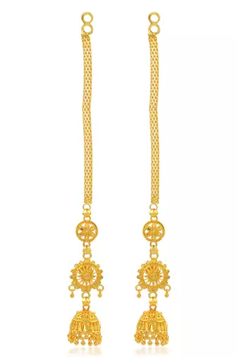 Brass micron gold long kanchain jhumki traditional