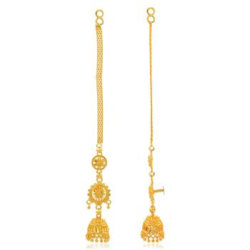 Brass micron gold long kanchain jhumki traditional 5