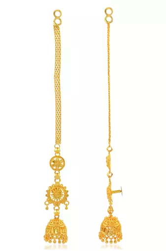 Brass micron gold long kanchain jhumki traditional