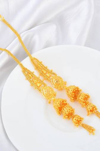 Brass micron gold long kanchain jhumki traditional