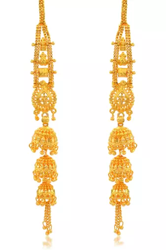 Brass micron gold long kanchain jhumki traditional