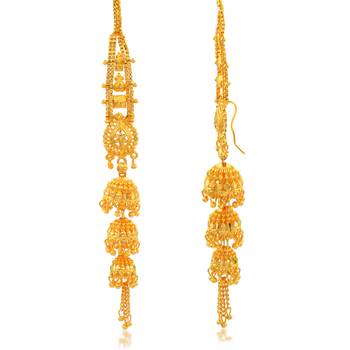 Brass micron gold long kanchain jhumki traditional 3