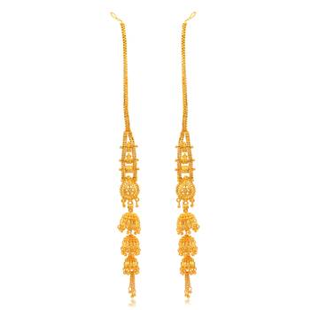 Brass micron gold long kanchain jhumki traditional 4