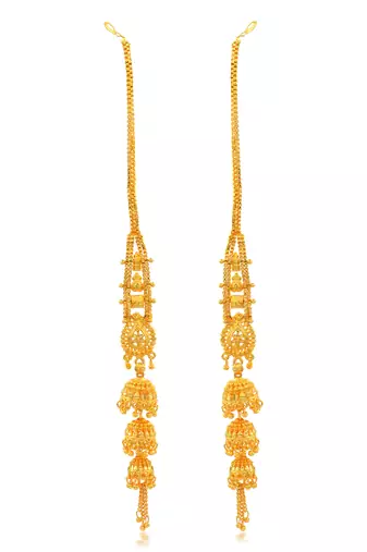 Brass micron gold long kanchain jhumki traditional