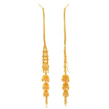 Brass micron gold long kanchain jhumki traditional 5