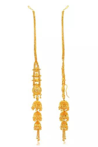 Brass micron gold long kanchain jhumki traditional
