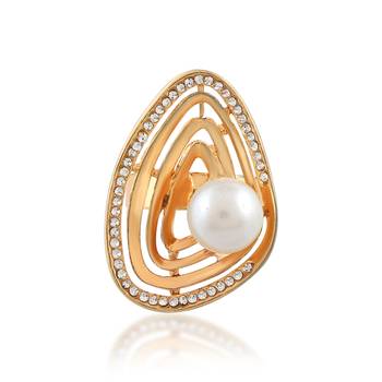 Brass gold cz pearl fashion finger ring for women 3