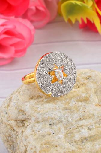 Brass moissanite finger ring for women