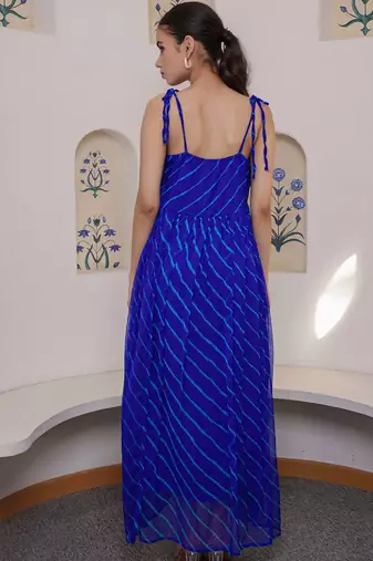Leheriya Blue embroidered Flared Dress Fully Flared Party Wear Gown Dress Wedding Wear Dress