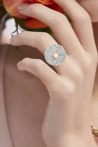 Brass moissanite finger ring for women