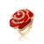 Brass gold plated cz red rose design fashion finger ring women free size