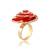 Brass gold plated cz red rose design fashion finger ring women free size
