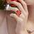 Brass gold plated cz red rose design fashion finger ring women free size