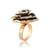 Brass gold plated cz black rose design fashion finger ring women free size