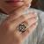 Brass gold plated cz black rose design fashion finger ring women free size