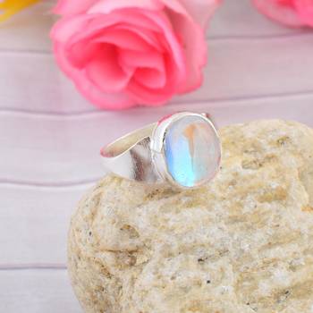 Brass silver plated faux opal finger ring 1
