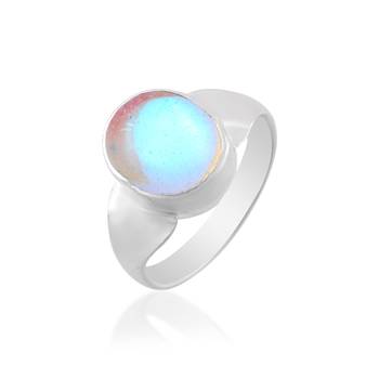 Brass silver plated faux opal finger ring 2