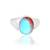 Brass silver plated faux opal finger ring