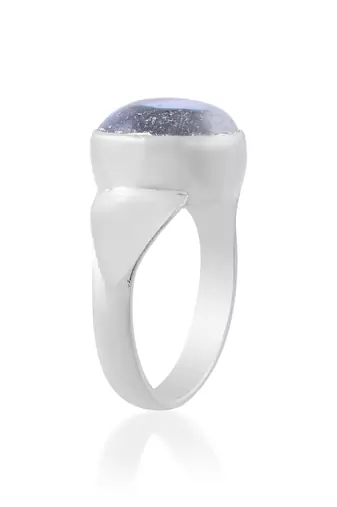 Brass silver plated faux opal finger ring