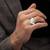 Brass silver plated faux opal finger ring