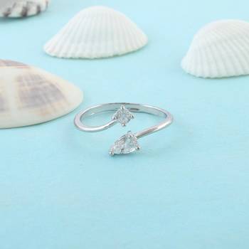 Brass silver plated imitation diamond moissanite finger ring for women girls 1