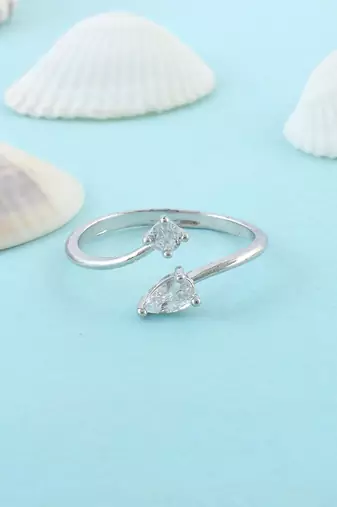 Brass silver plated imitation diamond moissanite finger ring for women girls