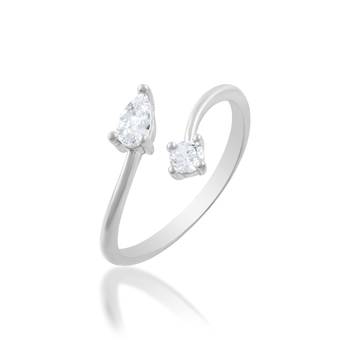 Brass silver plated imitation diamond moissanite finger ring for women girls 2