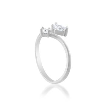 Brass silver plated imitation diamond moissanite finger ring for women girls 4