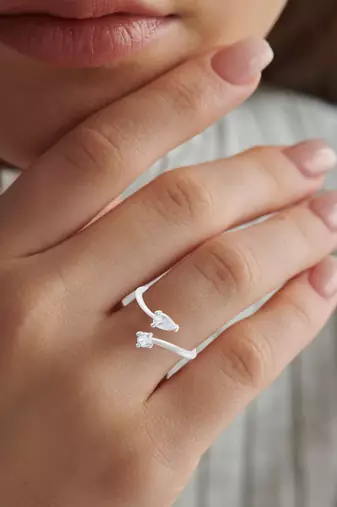 Brass silver plated imitation diamond moissanite finger ring for women girls