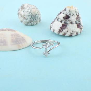Brass silver plated imitation diamond moissanite finger ring for women girls 1