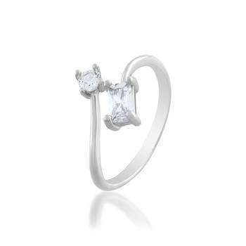 Brass silver plated imitation diamond moissanite finger ring for women girls 2
