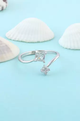 Brass silver plated imitation diamond moissanite finger ring for women girls