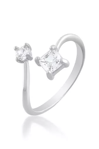 Brass silver plated imitation diamond moissanite finger ring for women girls