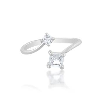 Brass silver plated imitation diamond moissanite finger ring for women girls 3