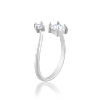 Brass silver plated imitation diamond moissanite finger ring for women girls 4
