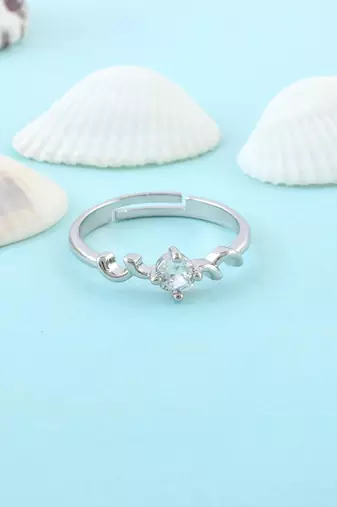 Brass silver plated imitation diamond moissanite finger ring for women girls