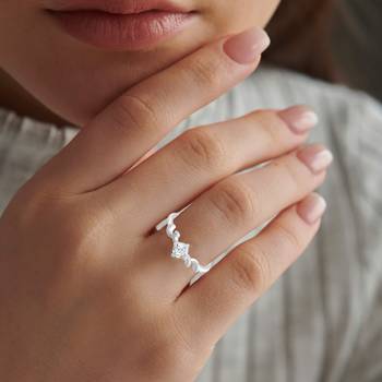 Brass silver plated imitation diamond moissanite finger ring for women girls 5
