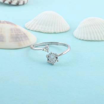 Brass silver plated imitation diamond moissanite finger ring for women girls 1