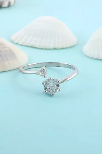 Brass silver plated imitation diamond moissanite finger ring for women girls