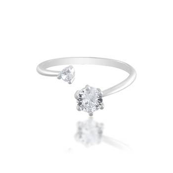 Brass silver plated imitation diamond moissanite finger ring for women girls 3