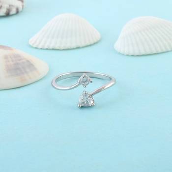 Brass silver plated imitation diamond moissanite finger ring for women girls 1