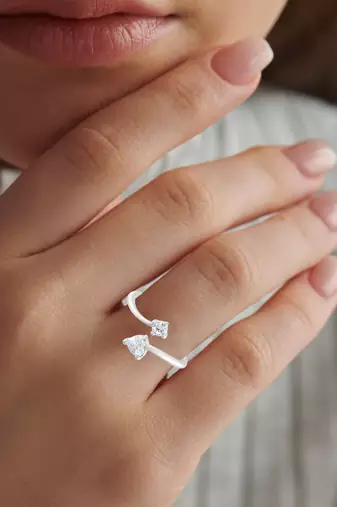 Brass silver plated imitation diamond moissanite finger ring for women girls